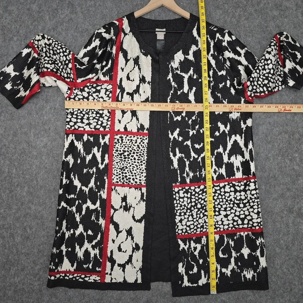 Chico's Travelers Jacket Womens 4 (20) Black Reversible Crushed Patchwork Cardi - Picture 7 of 10